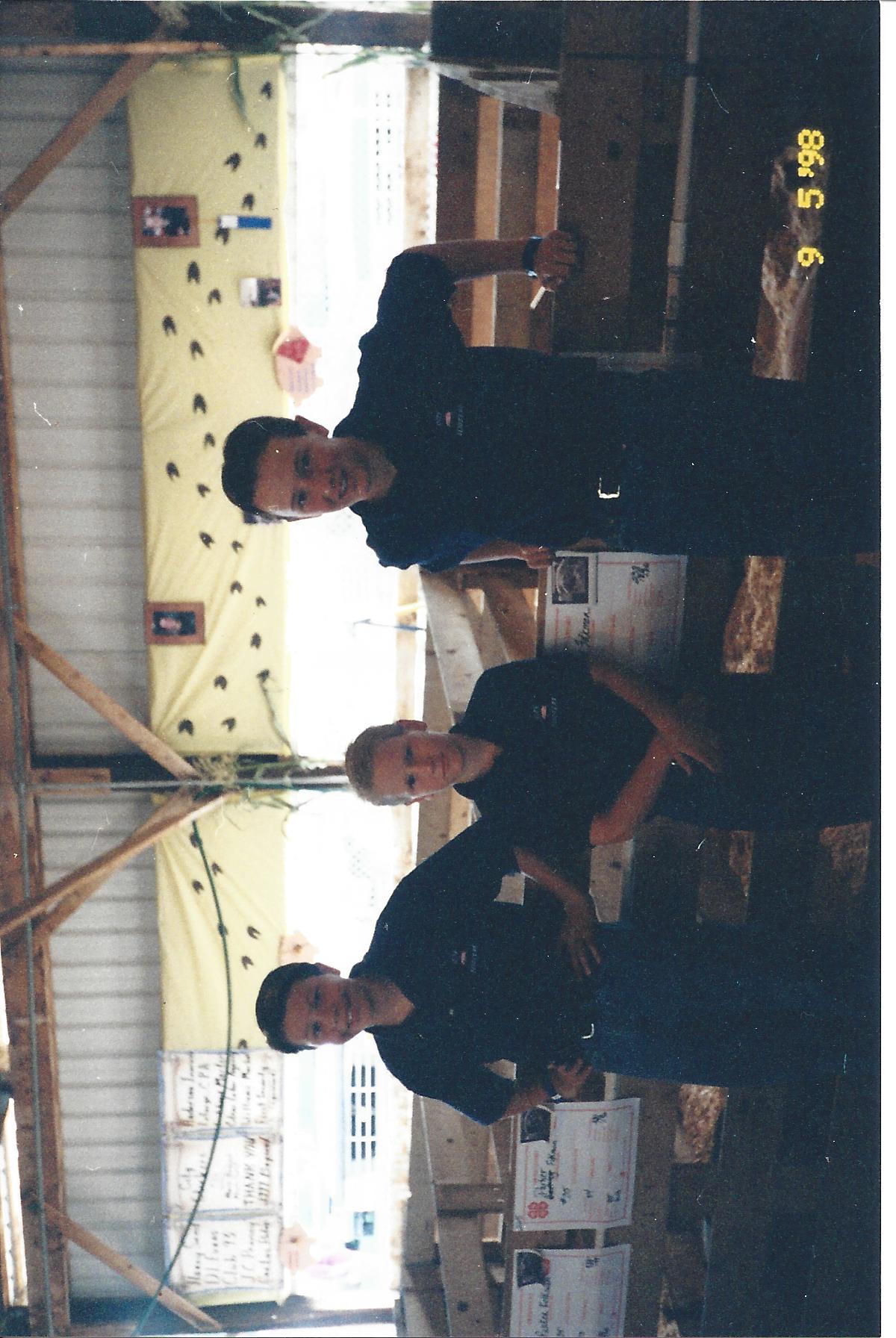 The three Folkman boys at the Building, 1998